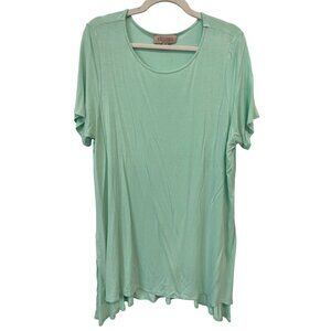 Philosophy Tunic Top Plus Size 1X Short Sleeve Round Neck Tee Mint Green Flowy